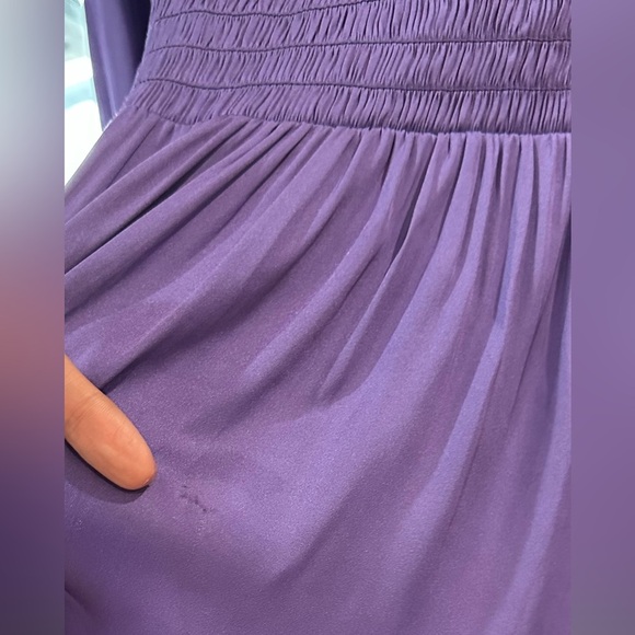 Maje Reloua Purple Satin Smock-Waisted Long Sleeve Dress FR 34 (US XS or 0) - Picture 12 of 13